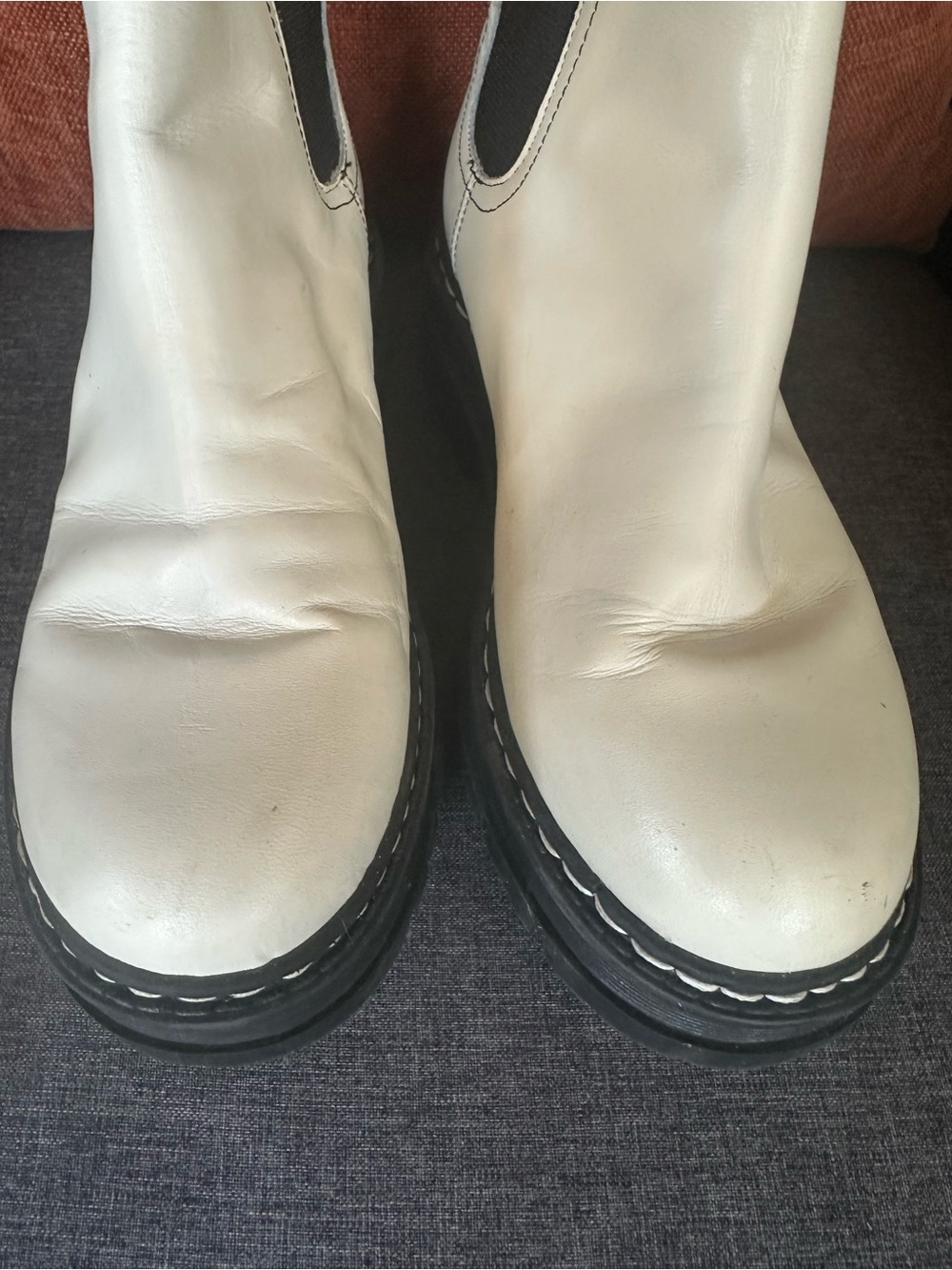 Marc Fisher White Leather Platform Chelsea Boots